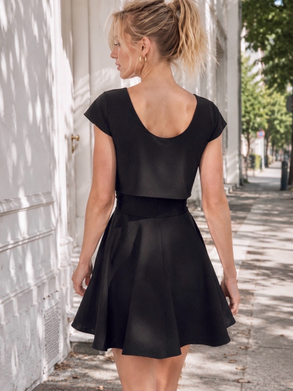 Tara Jarmon Fit-and-Flare Short Sleeve Dress